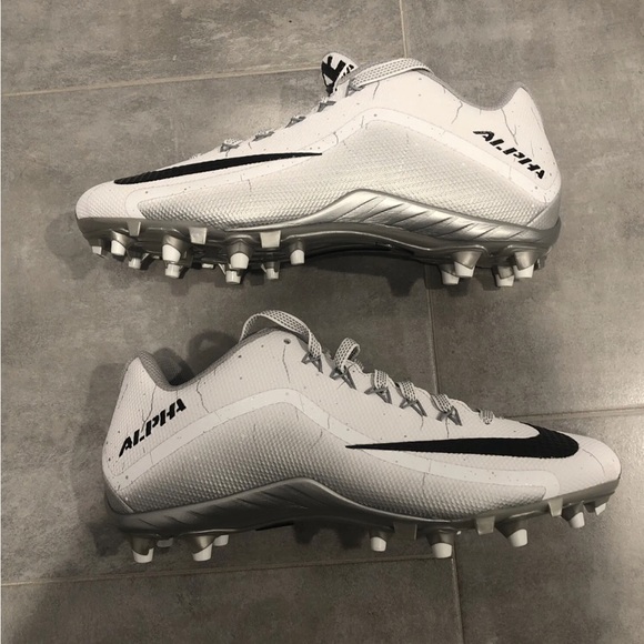 NIKE SKIN ALPHA PRO 2 TD WHITE SILVER 719930-101 Sz 11.5 Football Cleats RARE! - Picture 5 of 6